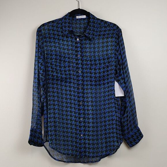 Equipment Femme Semi Sheer Silk Long Sleeve Button Front Blouse Size S NWT - Picture 1 of 13